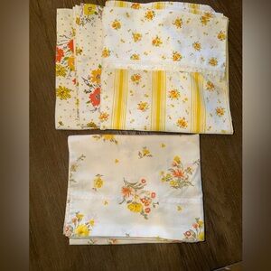 Vintage 1970s Floral Patterned Pillowcases - 3 king; 1 standard